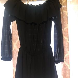 Michael Kors off the shoulder navy chiffon romper